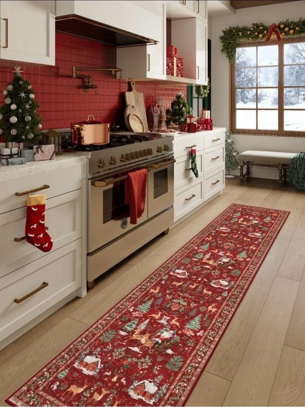 Lahome 3x5 Christmas Washable Area Rug Red Santa Holiday Non Slip Rug
